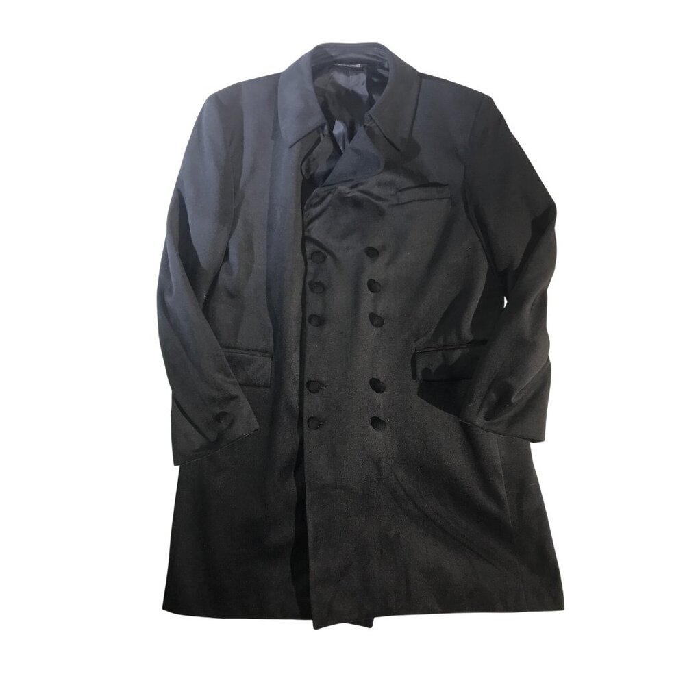 Falcone Men's Black Velvet Duster Car Coat Blazer Jacket